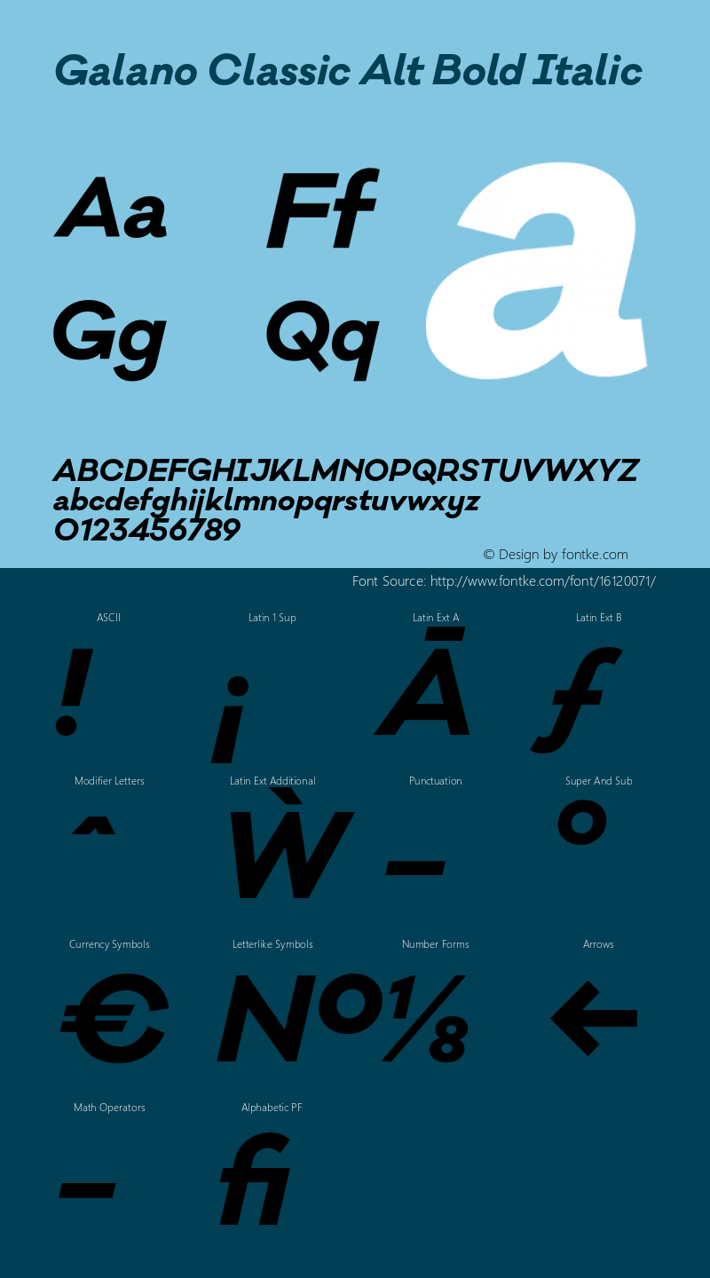 Galano Classic Alt Bold Italic Version 1.000;PS 001.001;hotconv 1.0.56 Font Sample