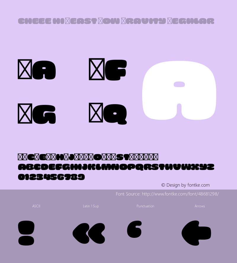 Cheee Hi Yeast Low Gravity Version 1.40, SI, October 10, 2018, initial release Font Sample