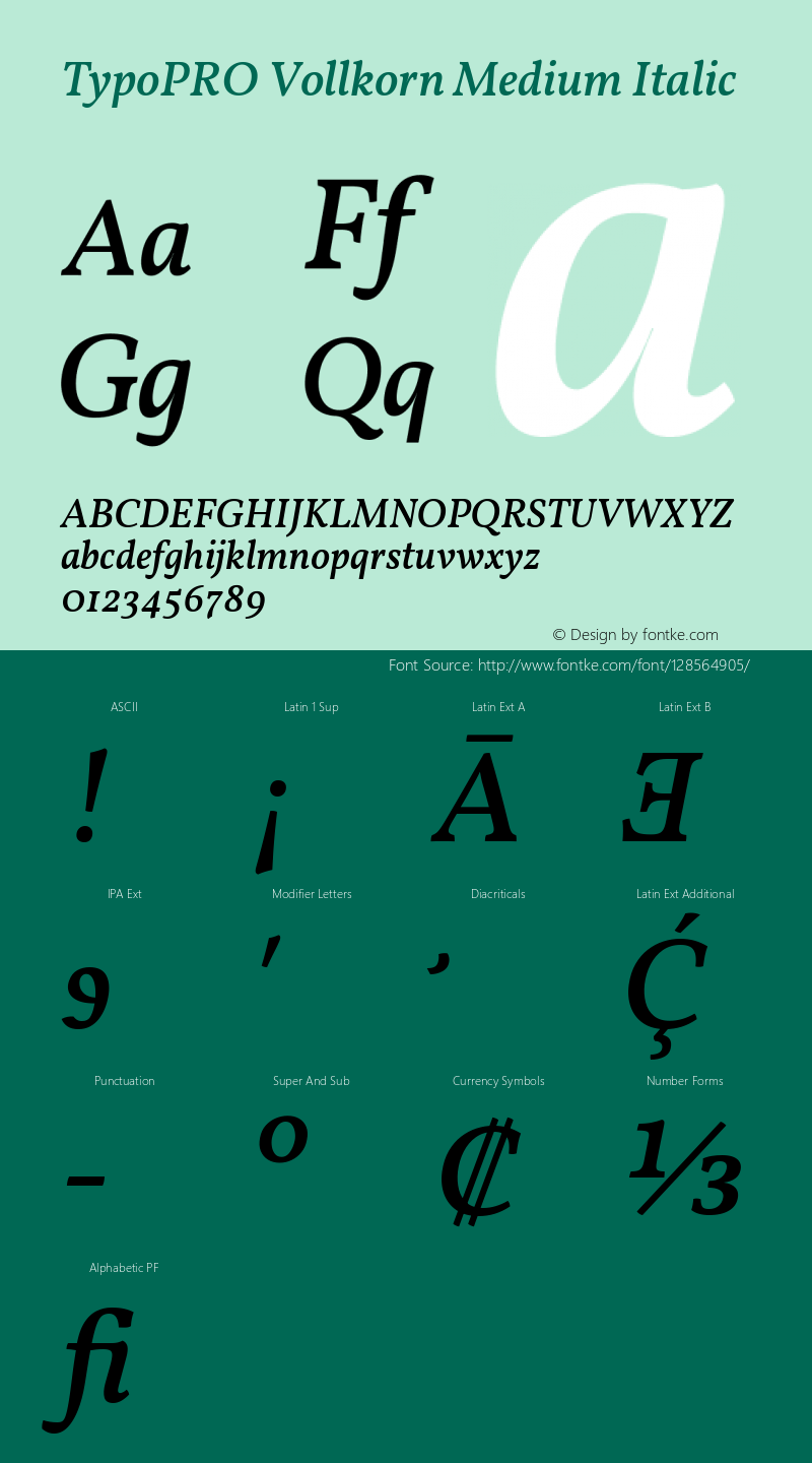 TypoPRO Vollkorn Medium Italic Version 5.000; ttfautohint (v1.8.3) Font Sample