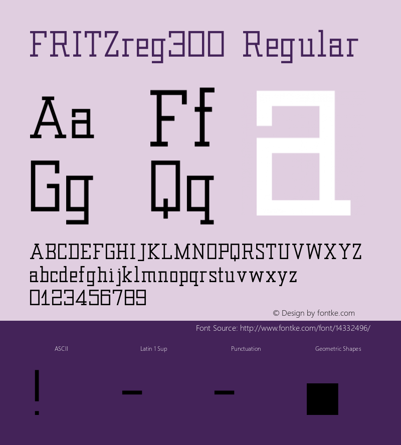 FRITZreg300 Regular Version 1.0 Font Sample