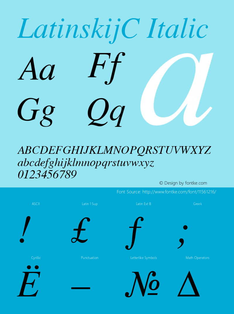 LatinskijC Italic Version 001.000 Font Sample