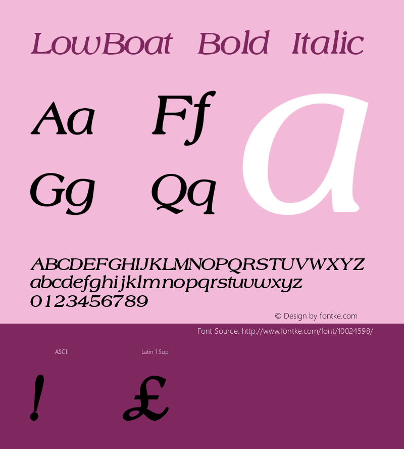 LowBoat Bold Italic Unknown Font Sample