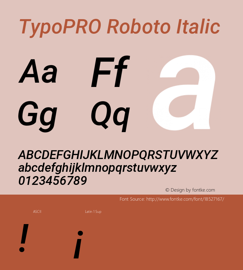 TypoPRO Roboto Italic Version 2.135; 2016 Font Sample