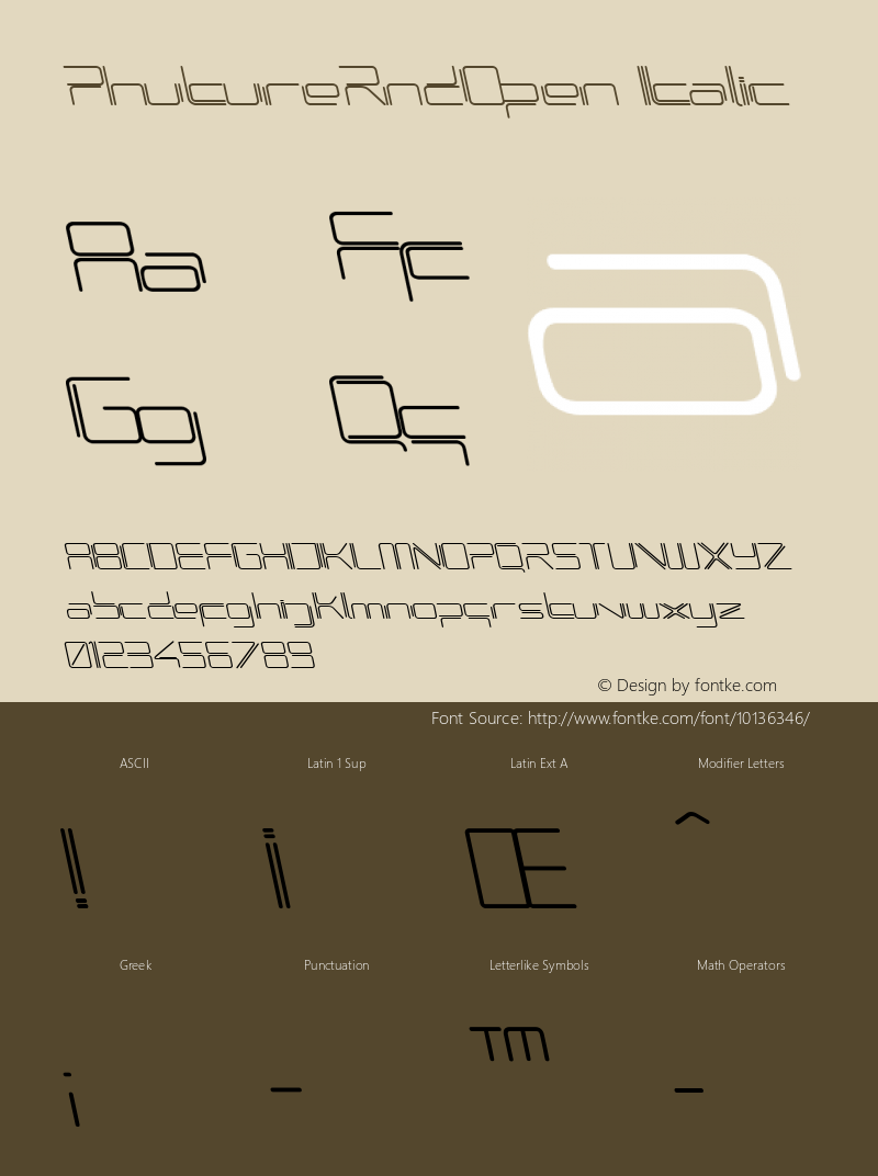 PhutureRndOpen Italic Macromedia Fontographer 4.1 Font Sample