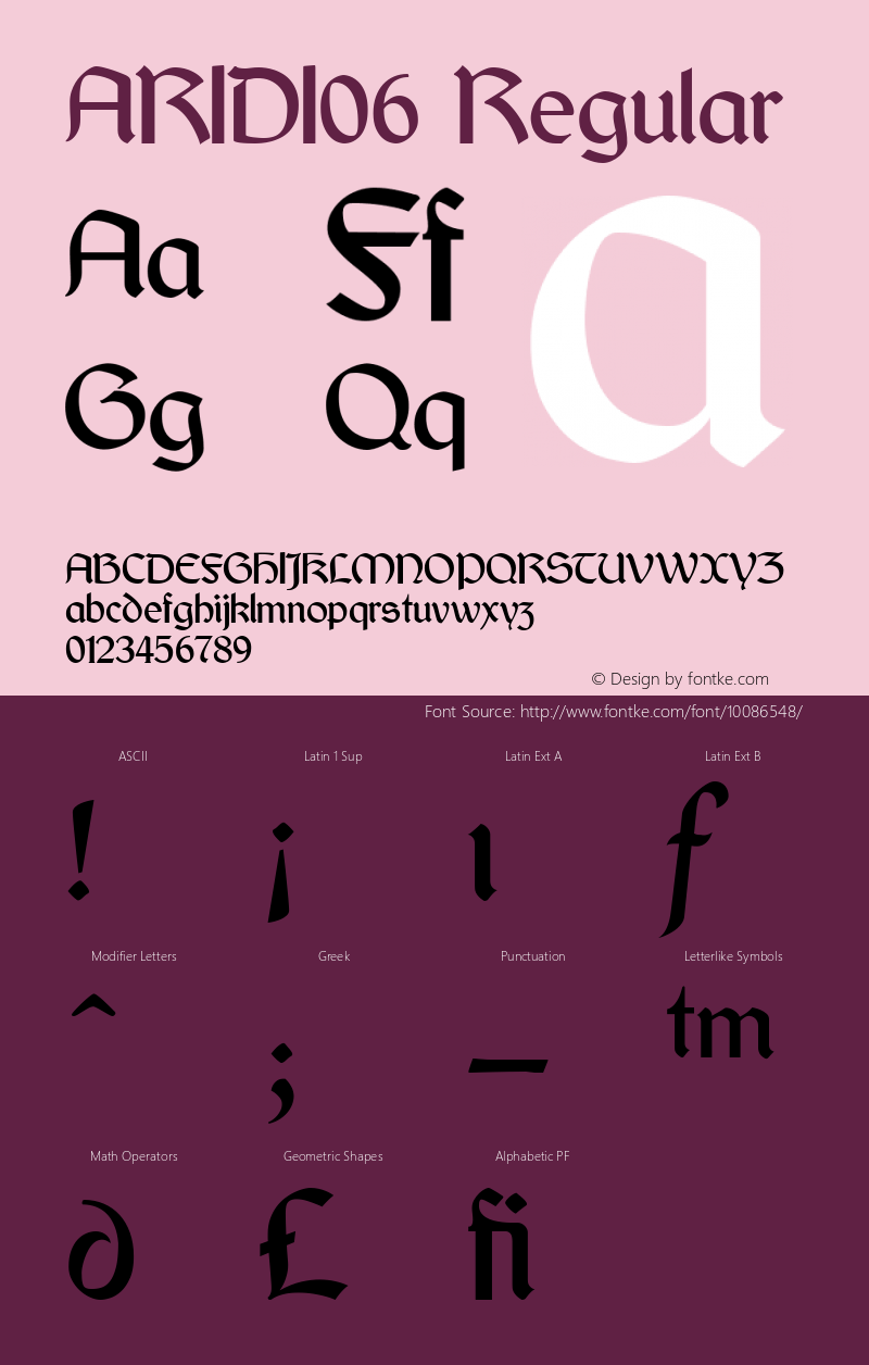 ARIDI06 Regular 1.0 Font Sample