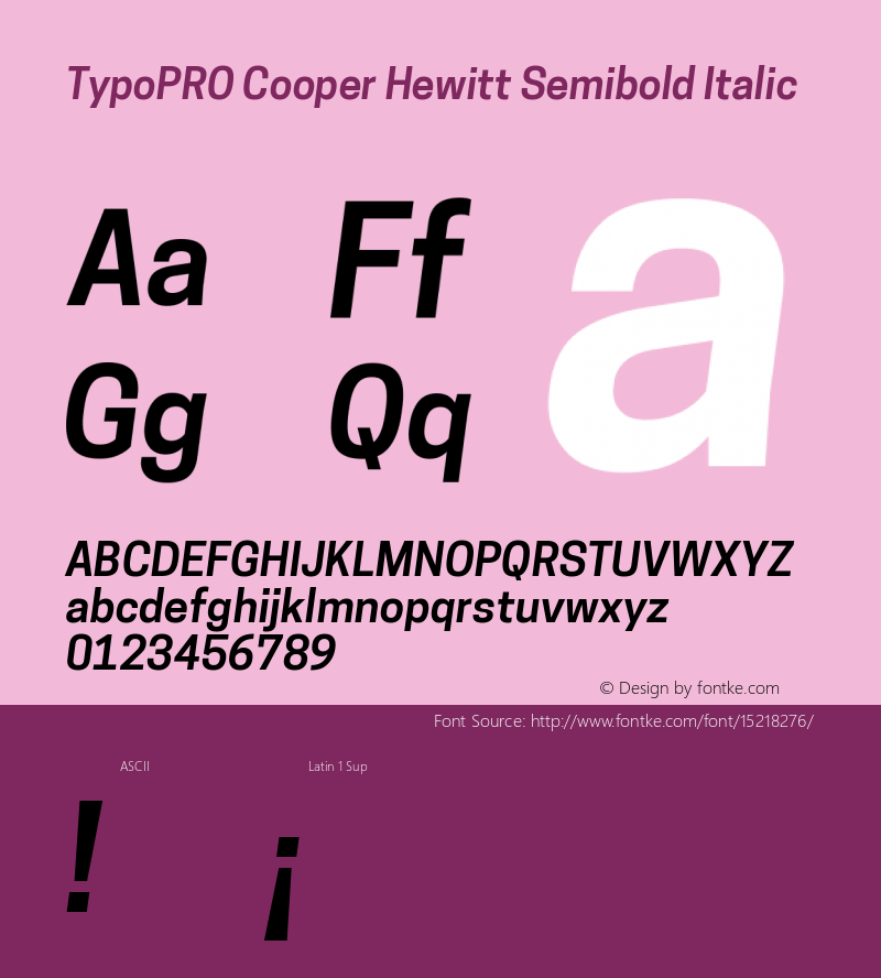 TypoPRO Cooper Hewitt Semibold Italic 1.000 Font Sample