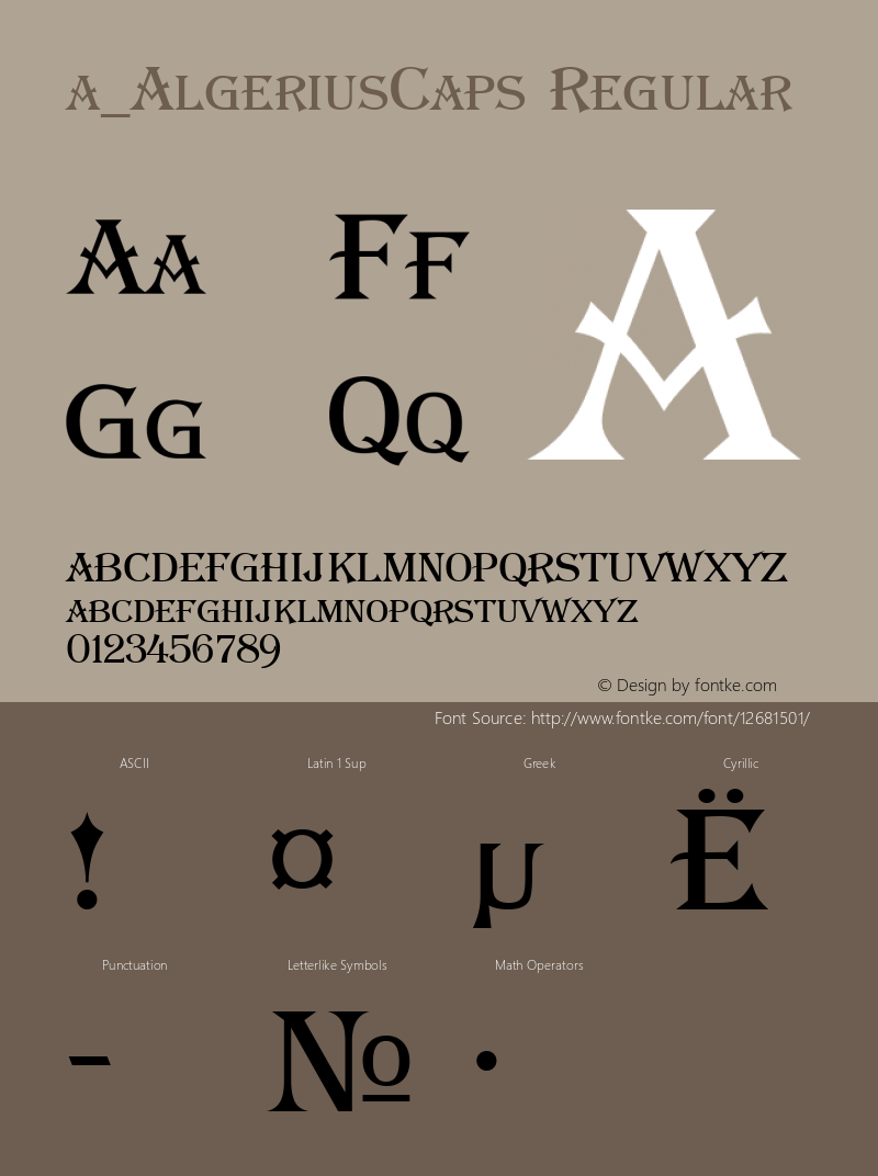 a_AlgeriusCaps Regular 01.03 Font Sample