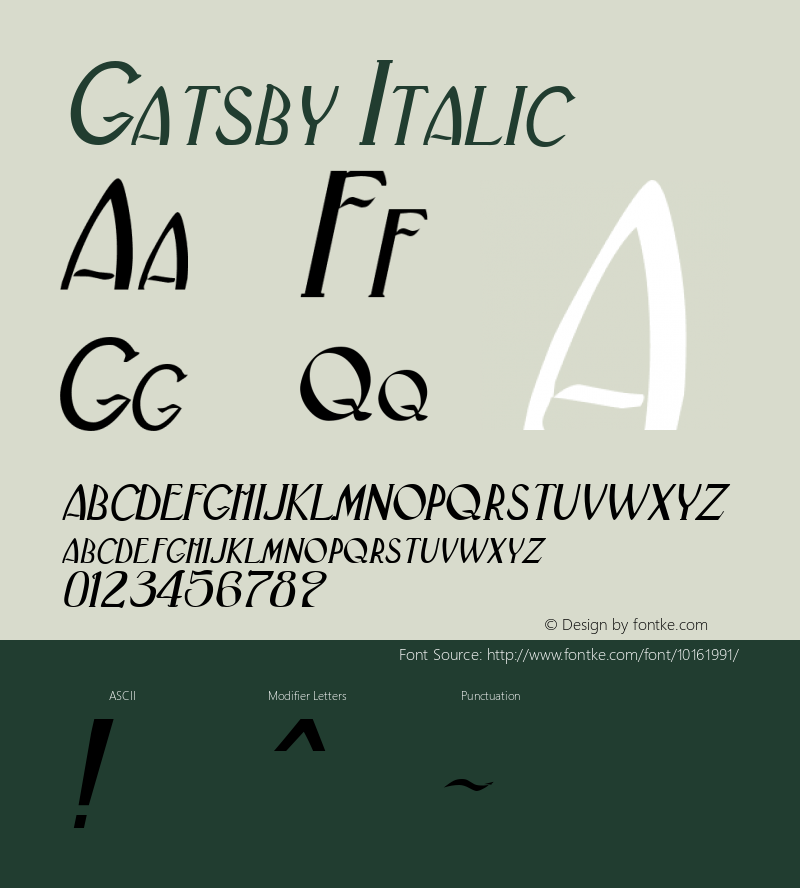 Gatsby Italic Rev. 003.000 Font Sample