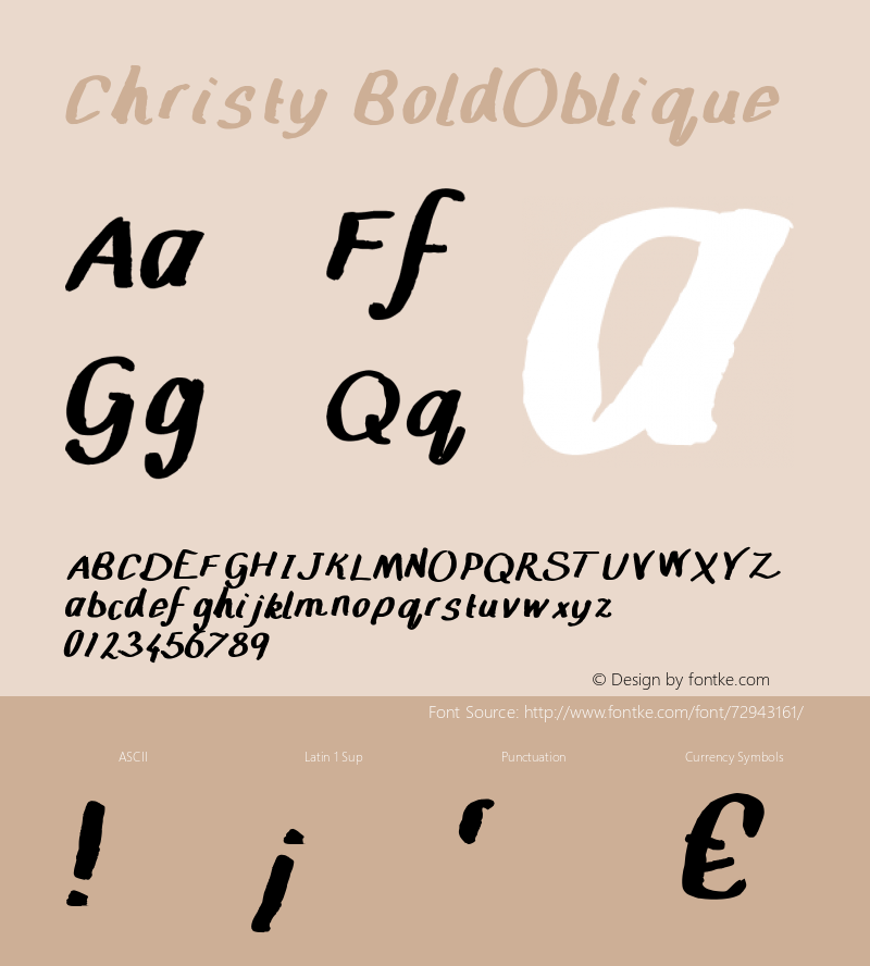 Christy-BoldOblique Version 001.000 Font Sample