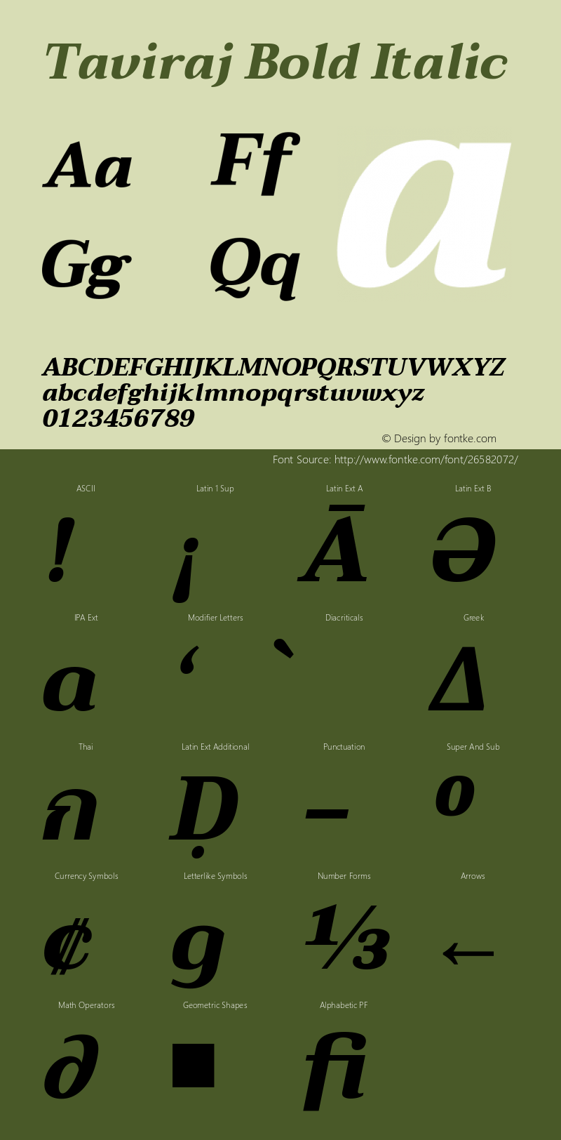 Taviraj Bold Italic Version 1.000 Font Sample