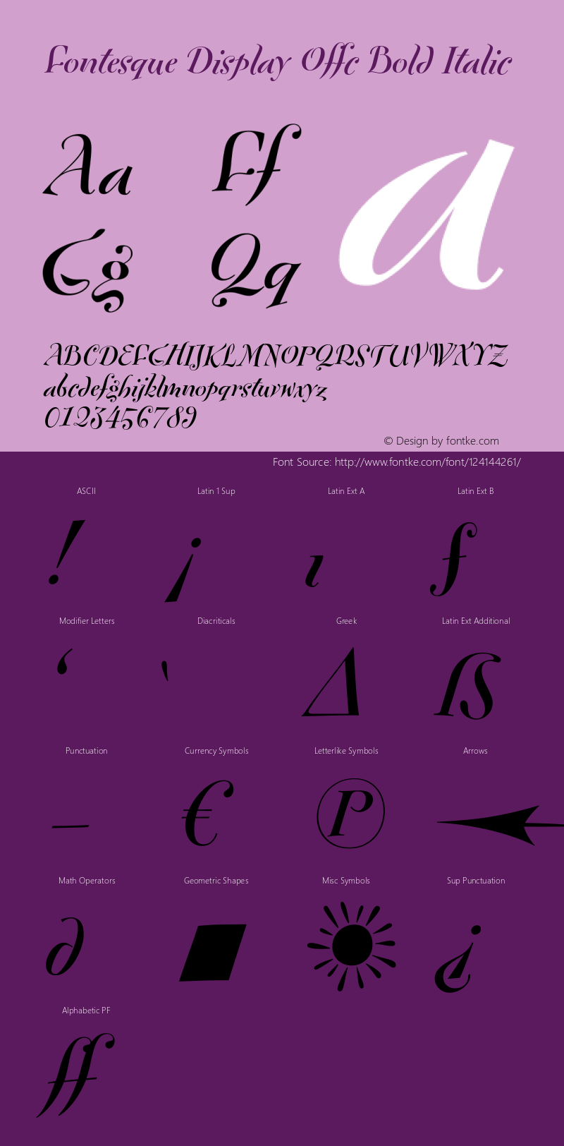 Fontesque Display Offc Bold Italic Version 7.504; 2010; Build 1001 Font Sample
