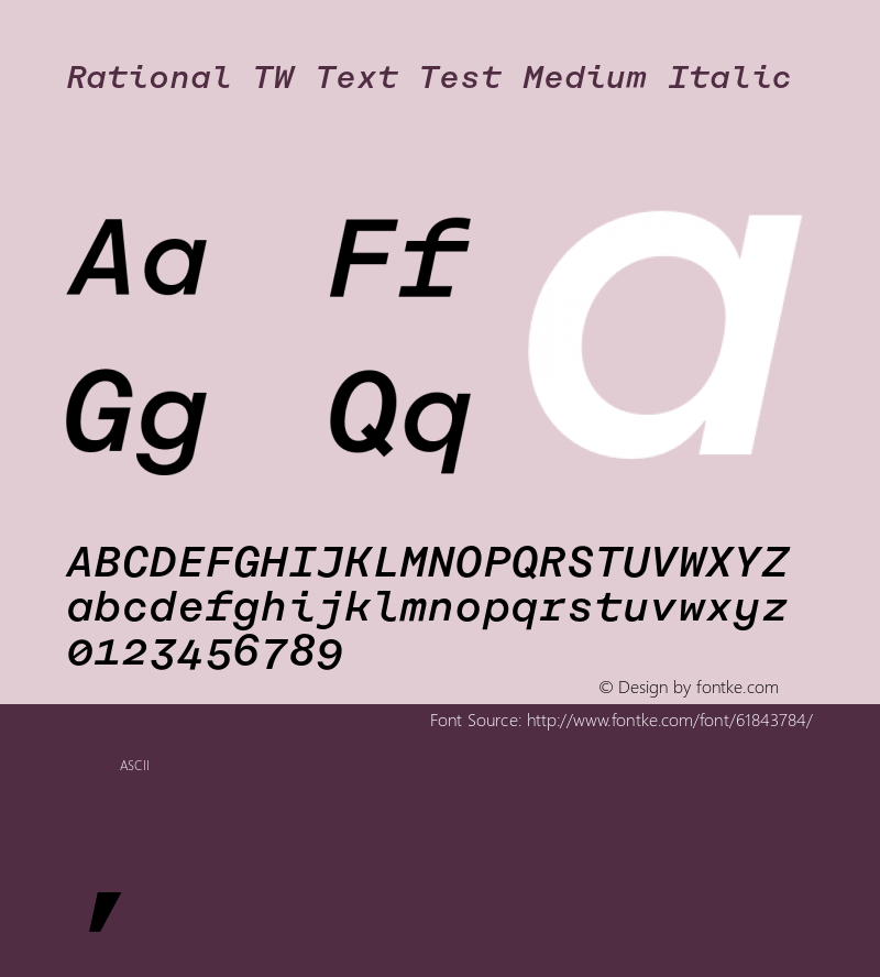 Rational TW Text Test Medium Italic Version 1.000;PS 001.000;hotconv 1.0.88;makeotf.lib2.5.64775 Font Sample