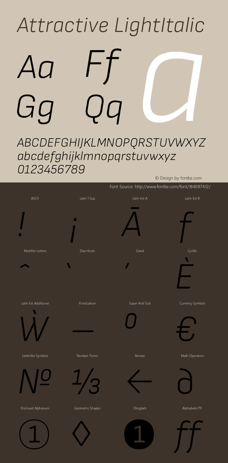 Attractive LightItalic Version 3.001图片样张