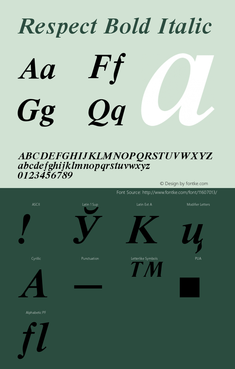 Respect Bold Italic 001.001 Font Sample