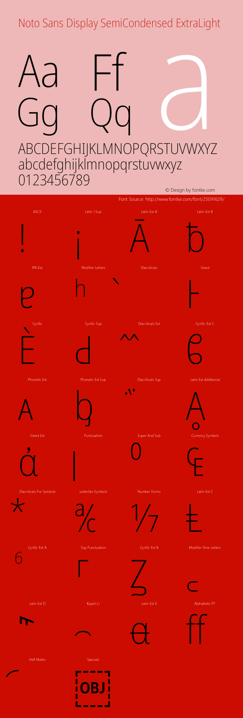 Noto Sans Display SemiCondensed ExtraLight Version 2.000 Font Sample