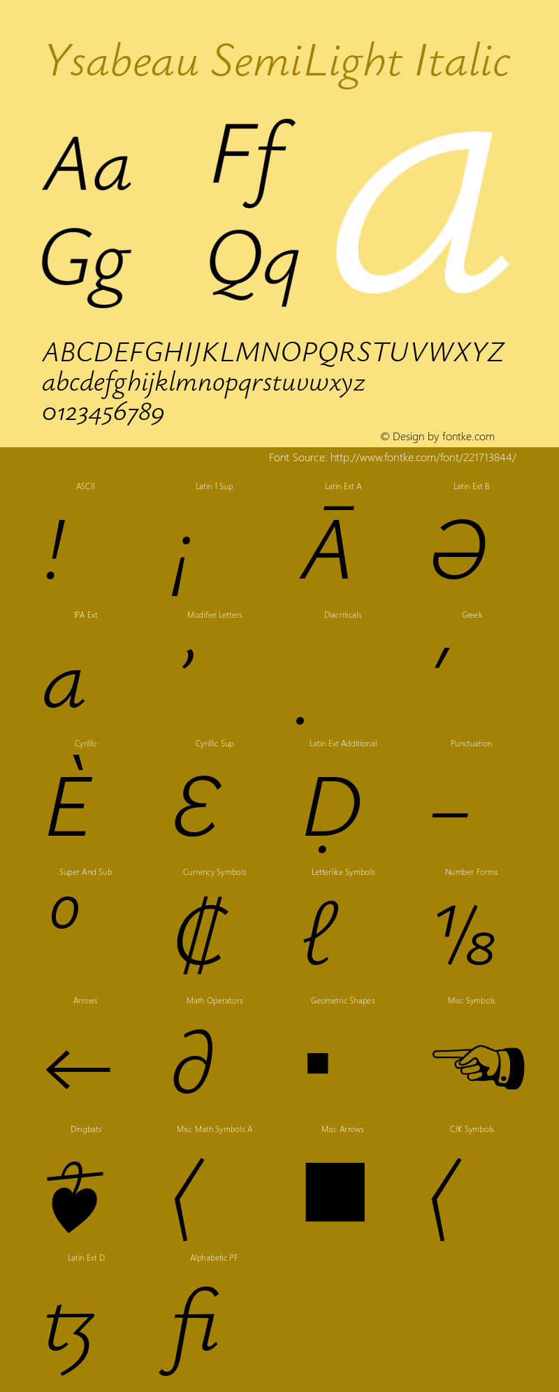 Ysabeau SemiLight Italic Version 1.000;FEAKit 1.0图片样张