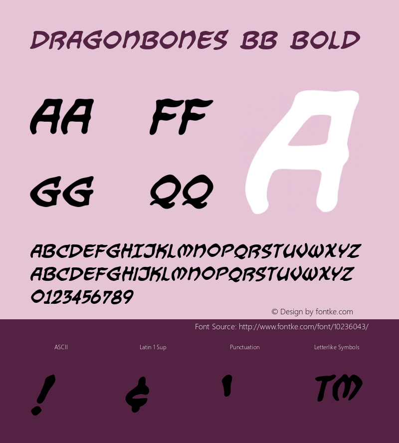 Dragonbones BB Bold Version 1.000 Font Sample