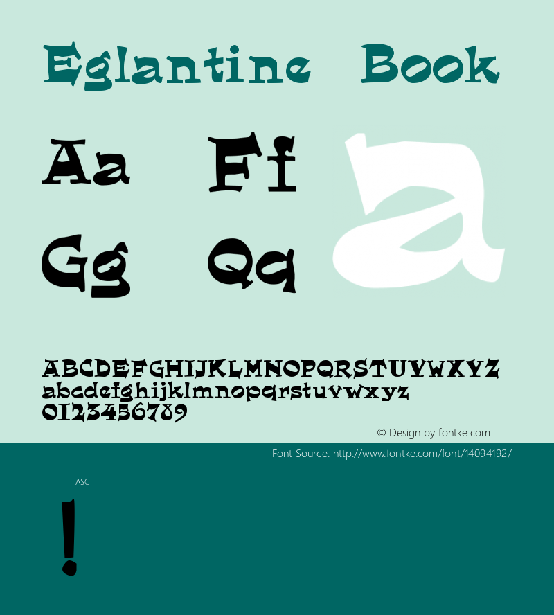 Eglantine Book Version Altsys Fontographer Font Sample