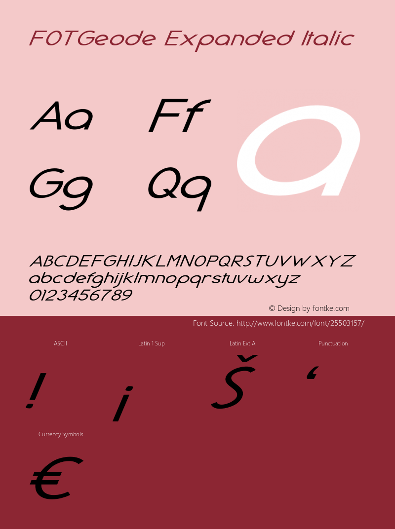 FOTGeode-ExpandedItalic Version 1.000 Font Sample