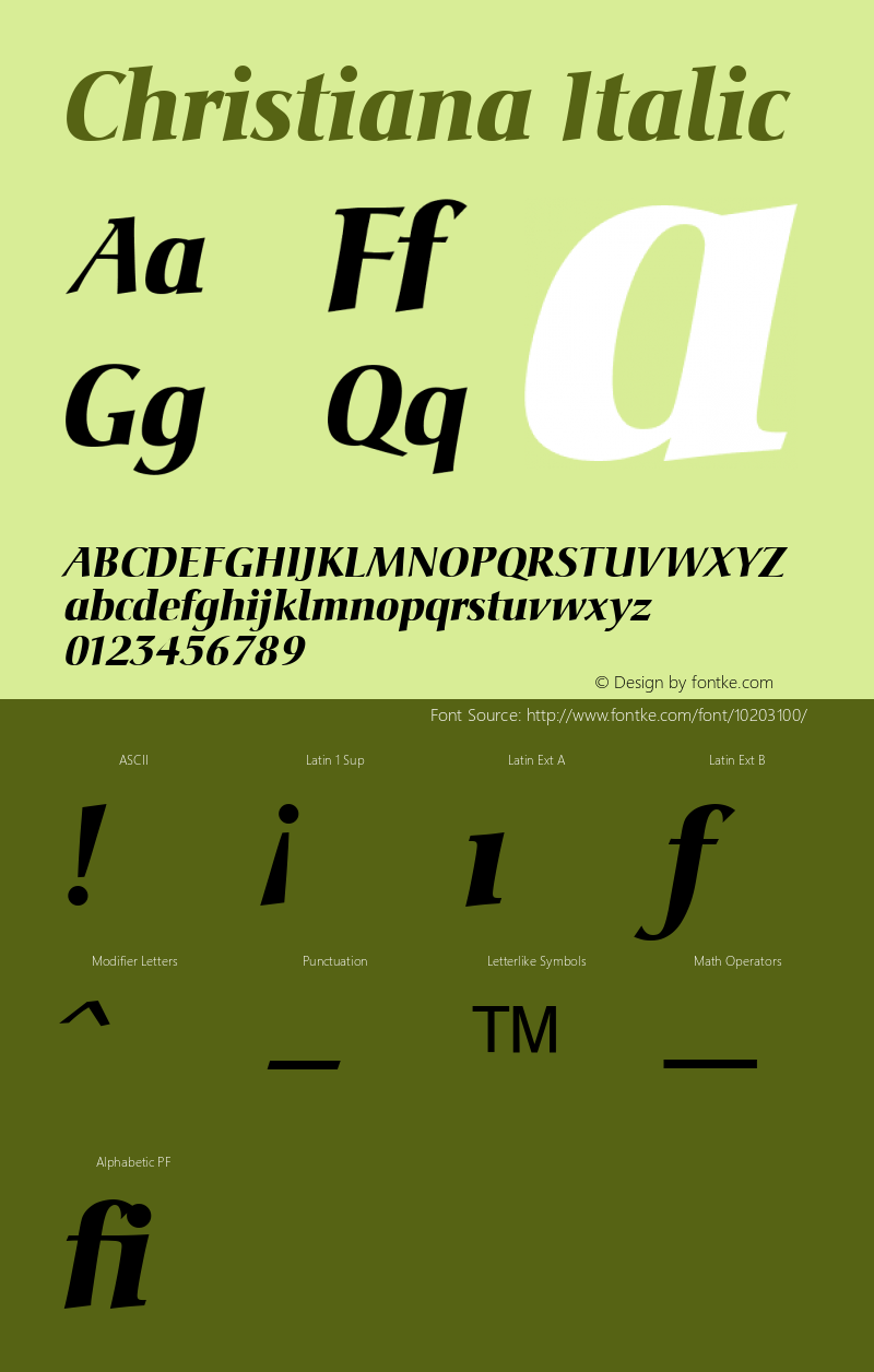 Christiana Italic Version 001.000 Font Sample