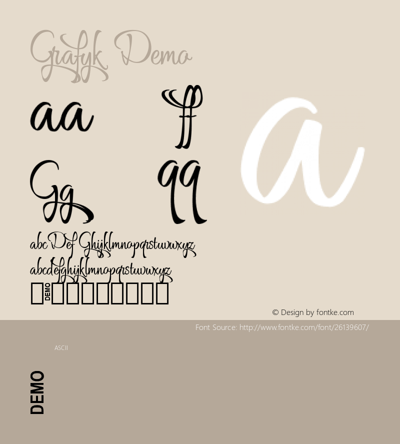 Grafyk Demo Version 1.000 Font Sample