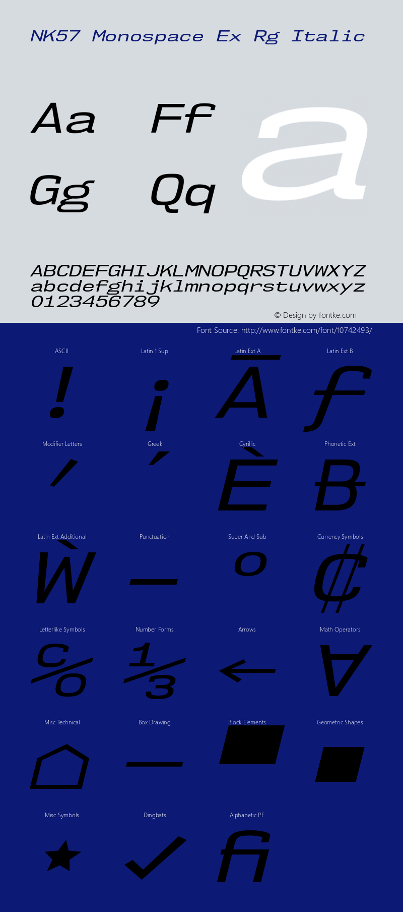 NK57 Monospace Ex Rg Italic Version 1.000 Font Sample