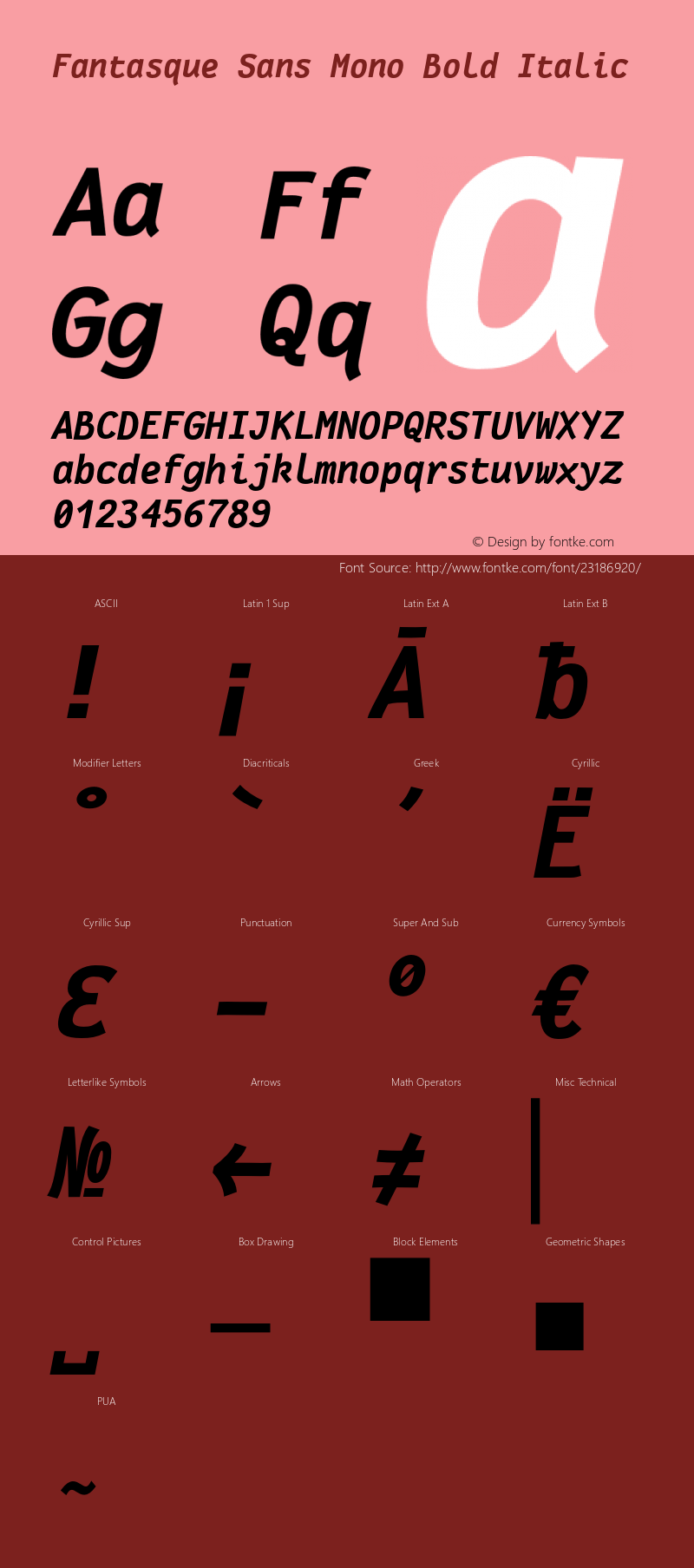 Fantasque Sans Mono Bold Italic Version 1.7.1 Font Sample