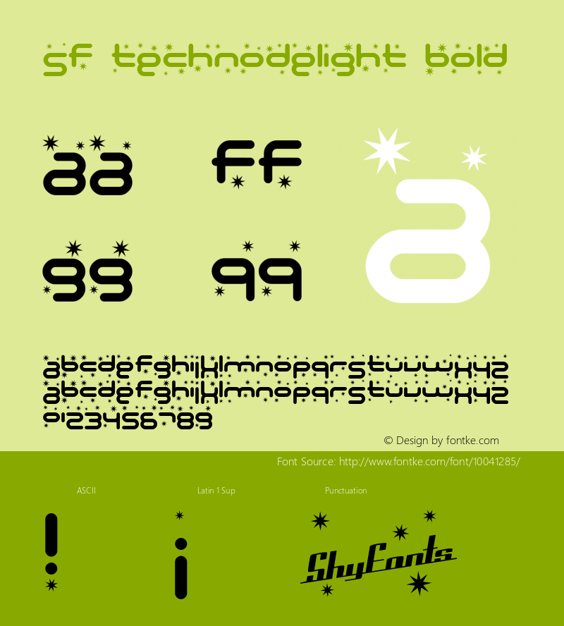 SF Technodelight Bold 1.0 Font Sample