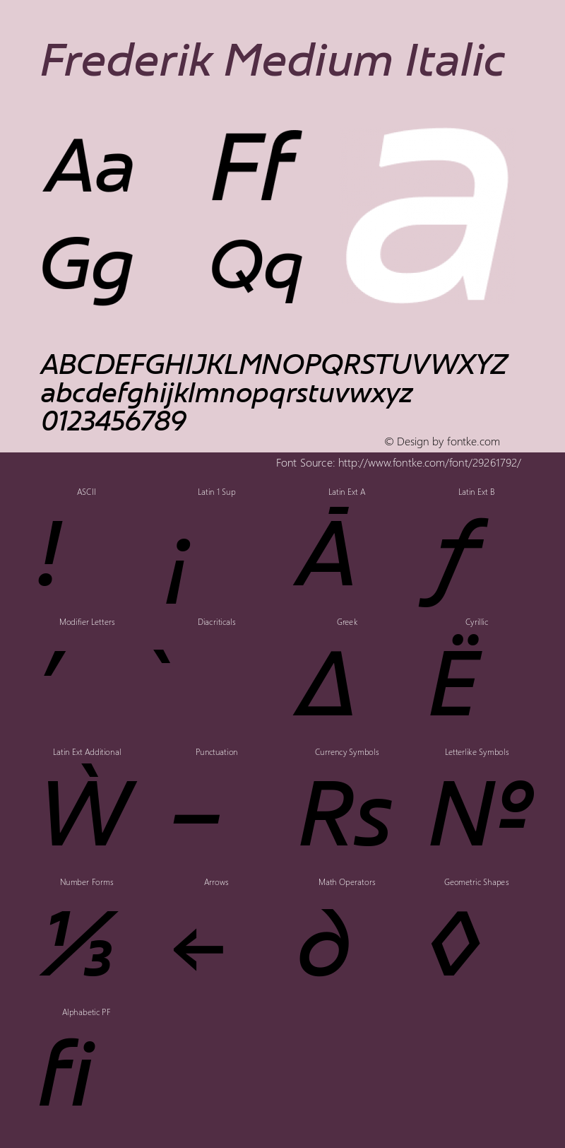 Frederik Medium Italic Version 001.000 February 2019;YWFTv17 Font Sample