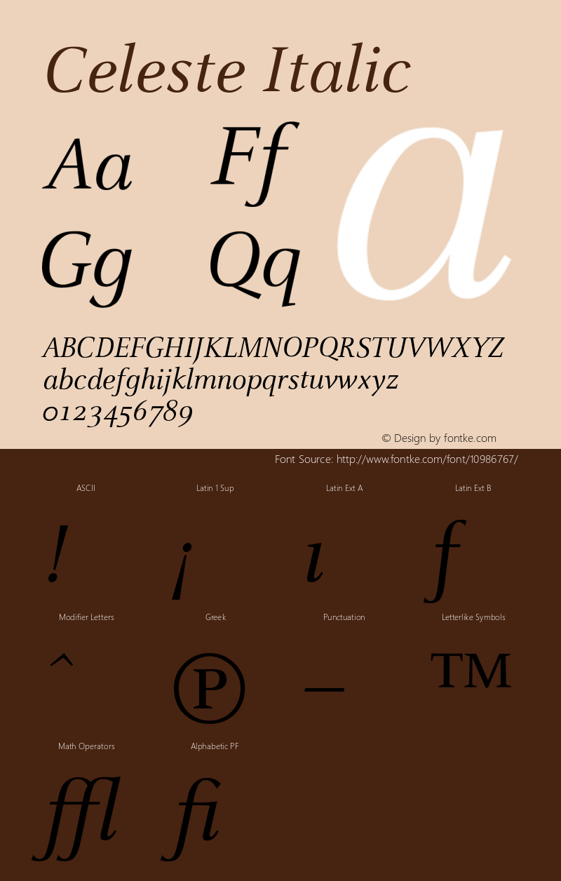 Celeste Italic Version 001.000 Font Sample