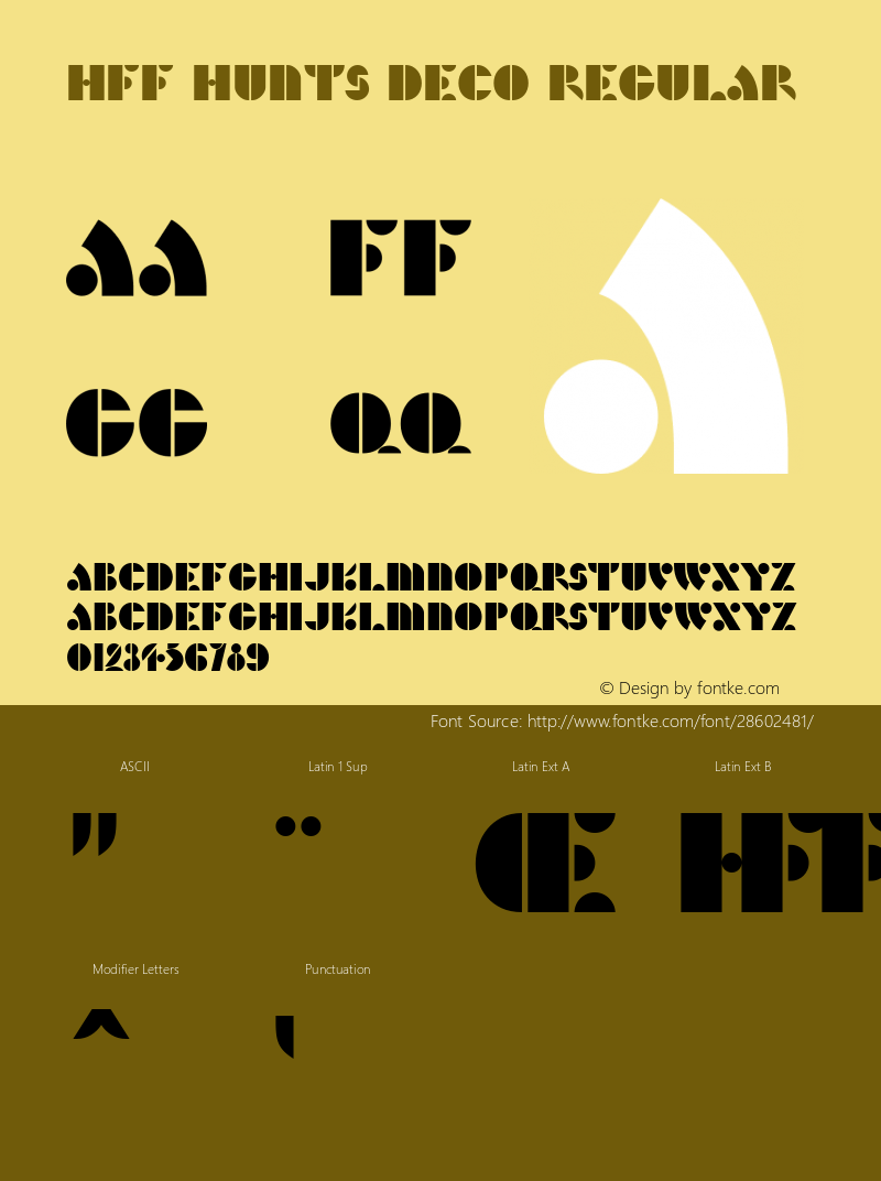 HFF Hunts Deco 2.019 | Free for personal, private and non-commercial use | fontfun@gmail.com Font Sample