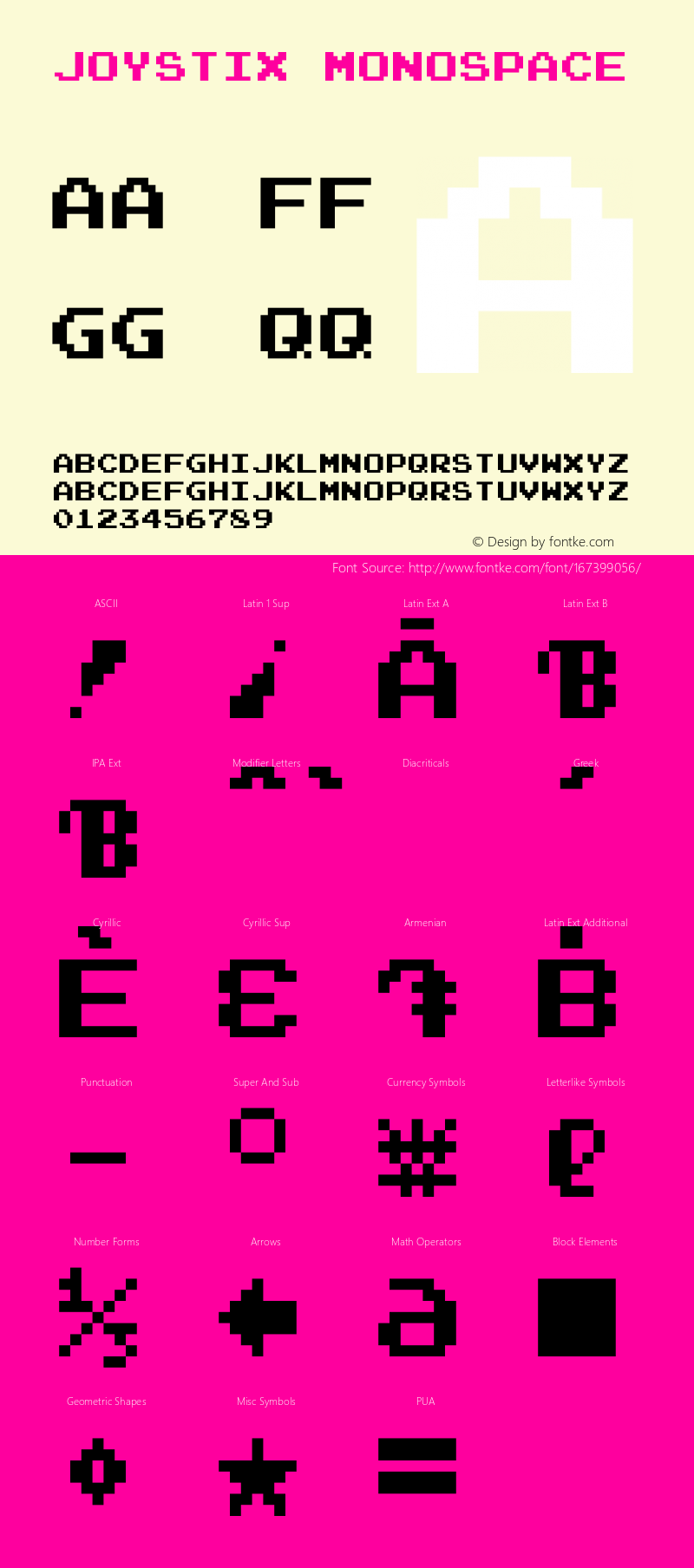 JoystixMonospace-Regular Version 5.000 Font Sample