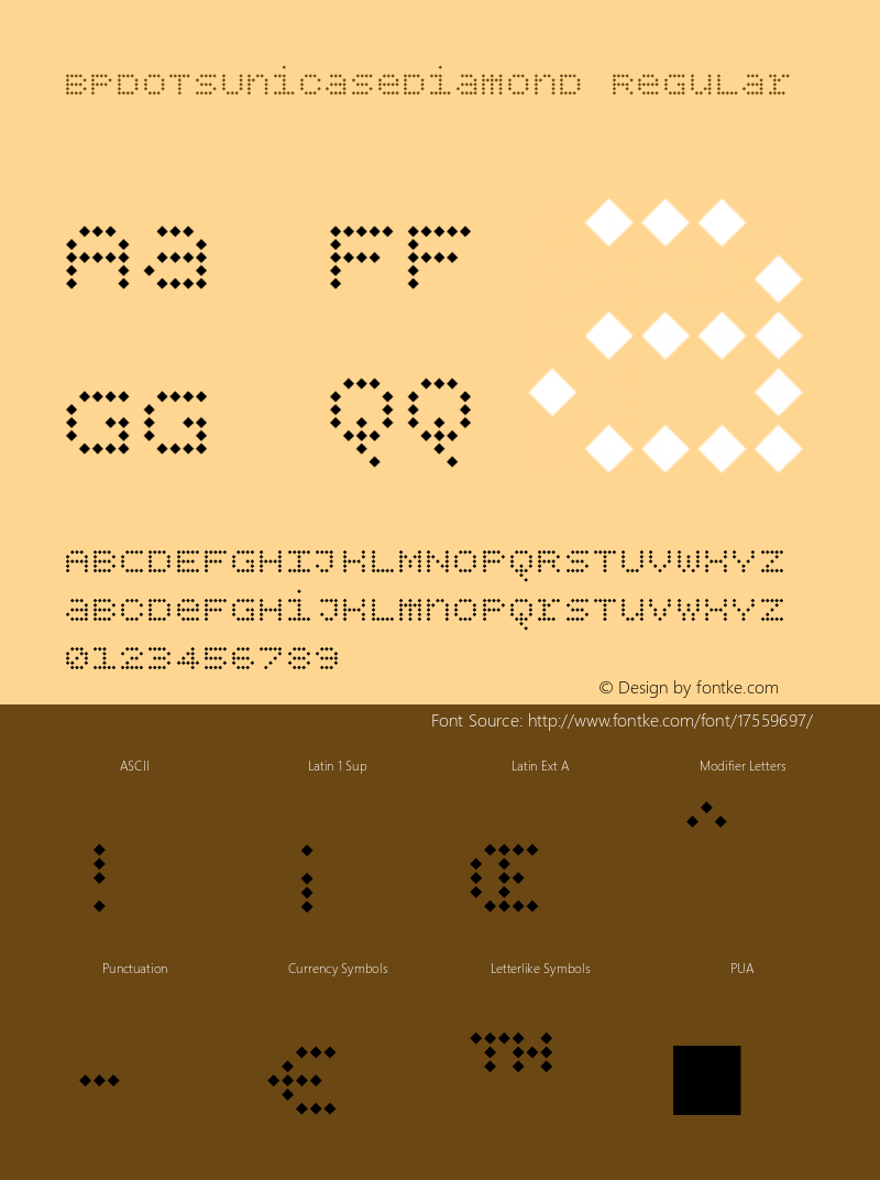 BPdotsUnicaseDiamond Regular Version 1.000 Font Sample