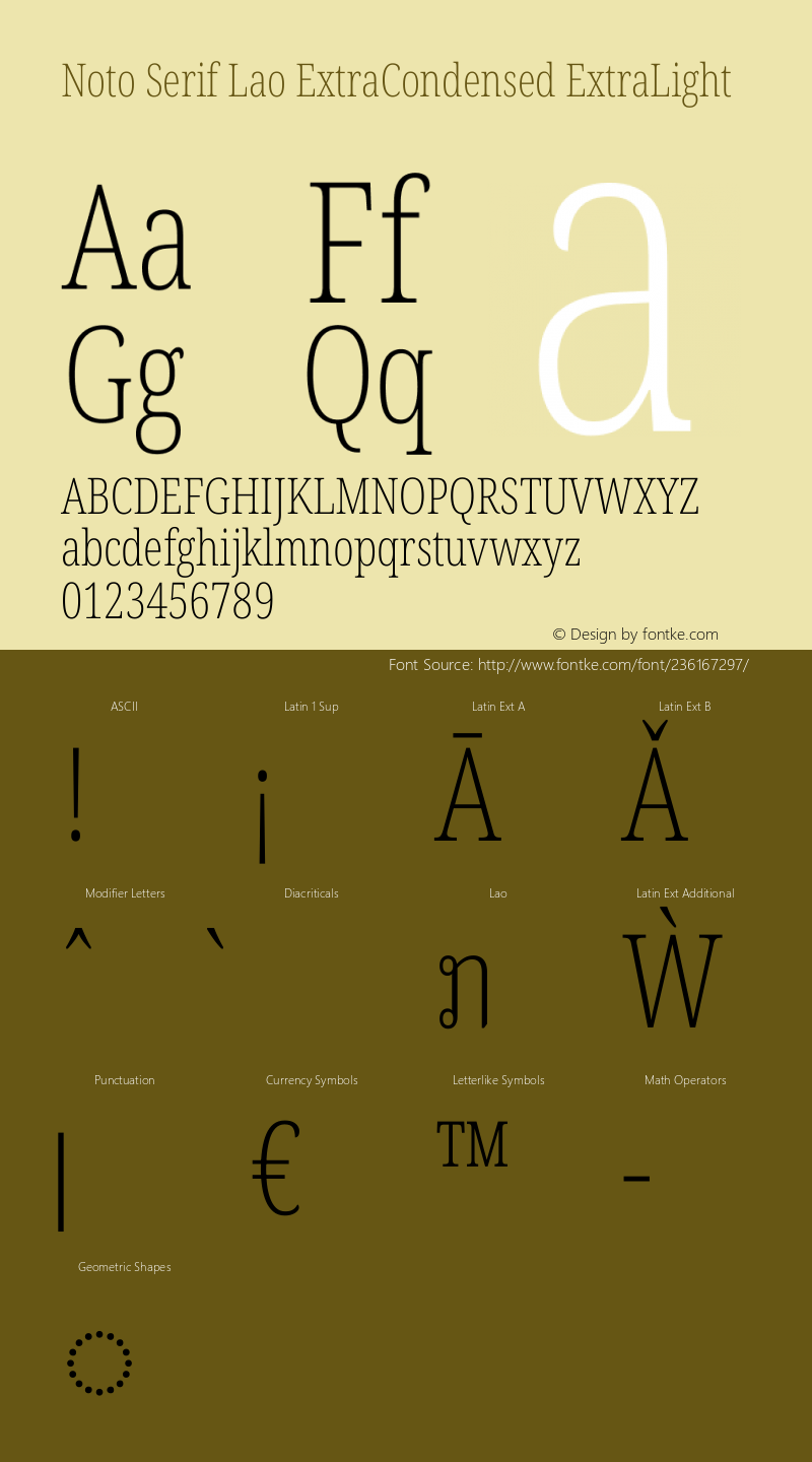 Noto Serif Lao ExtraCondensed ExtraLight Version 2.002图片样张