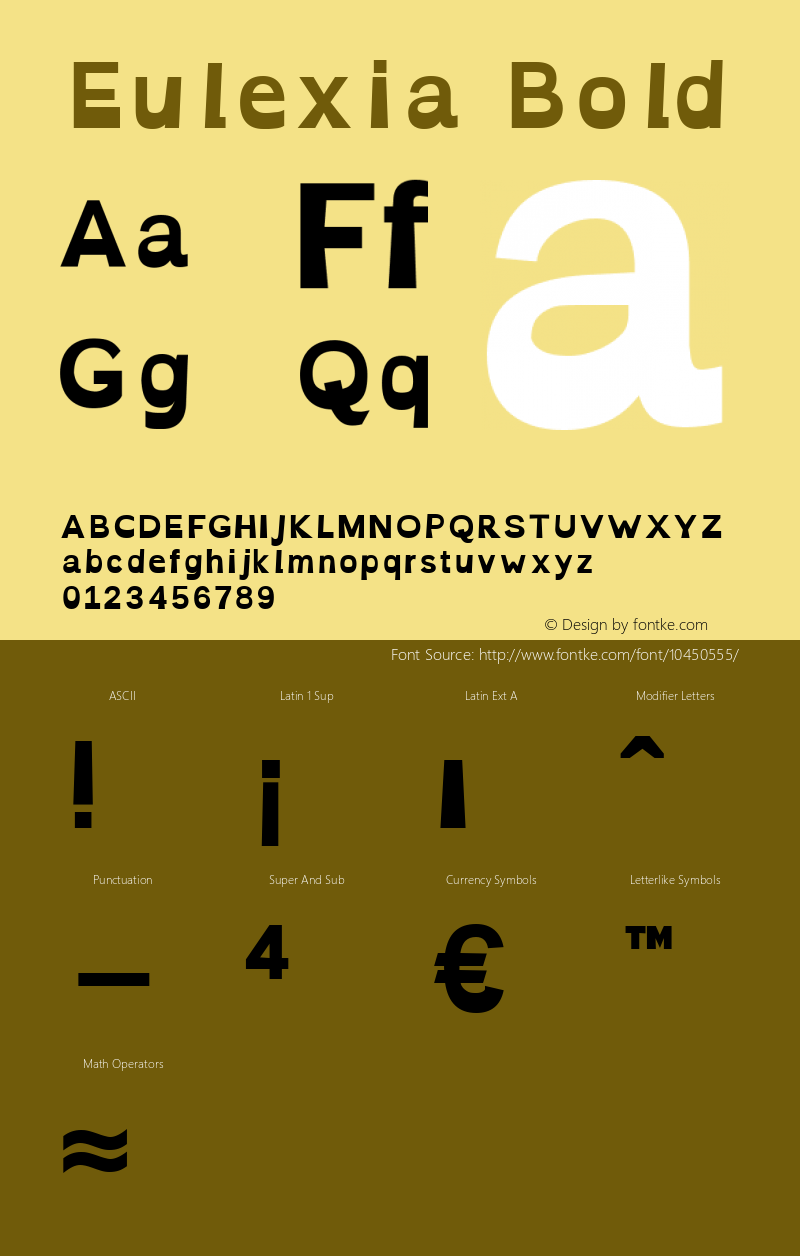 Eulexia Bold Version 1.001 Font Sample