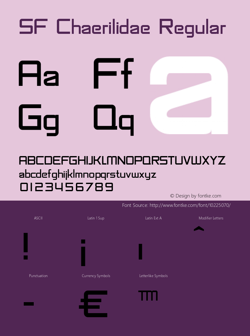 SF Chaerilidae Regular Version 1.1 Font Sample