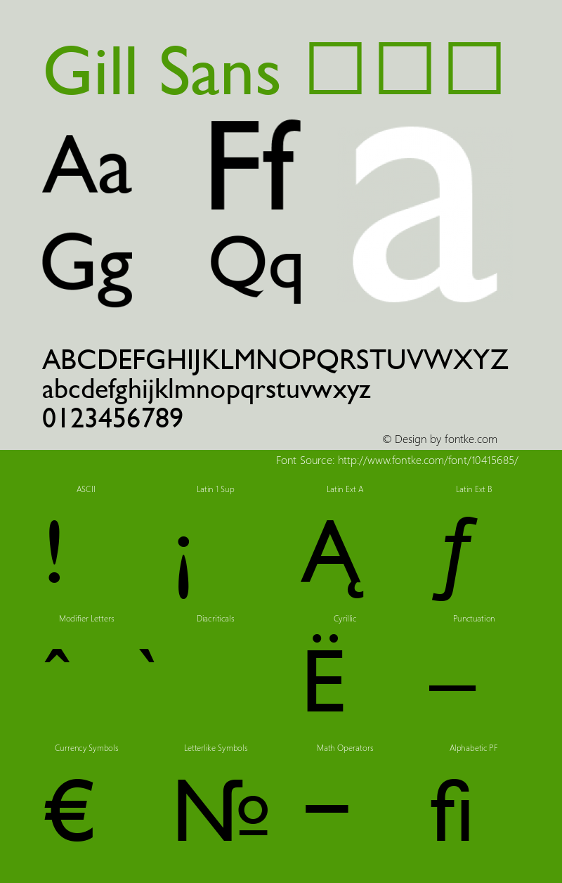 Gill Sans 常规体 6.1d9e1 Font Sample