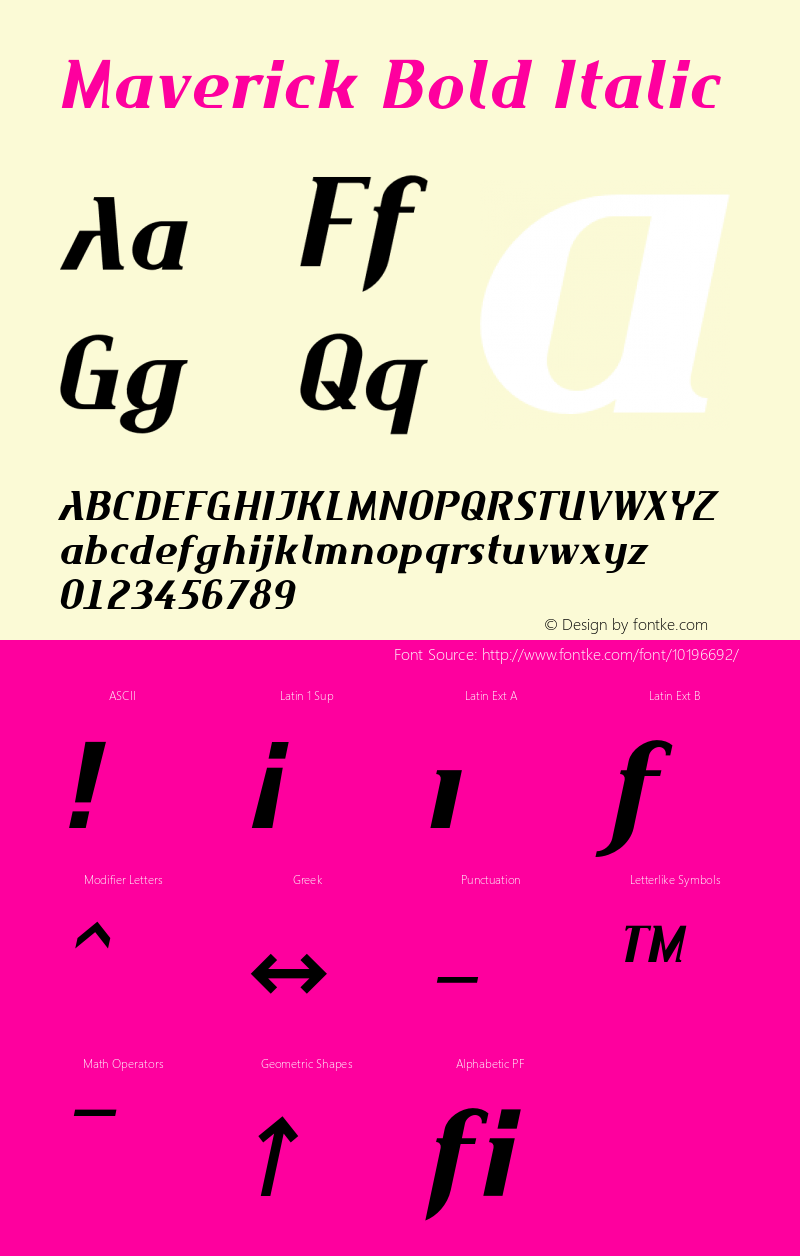 Maverick Bold Italic 001.000 Font Sample