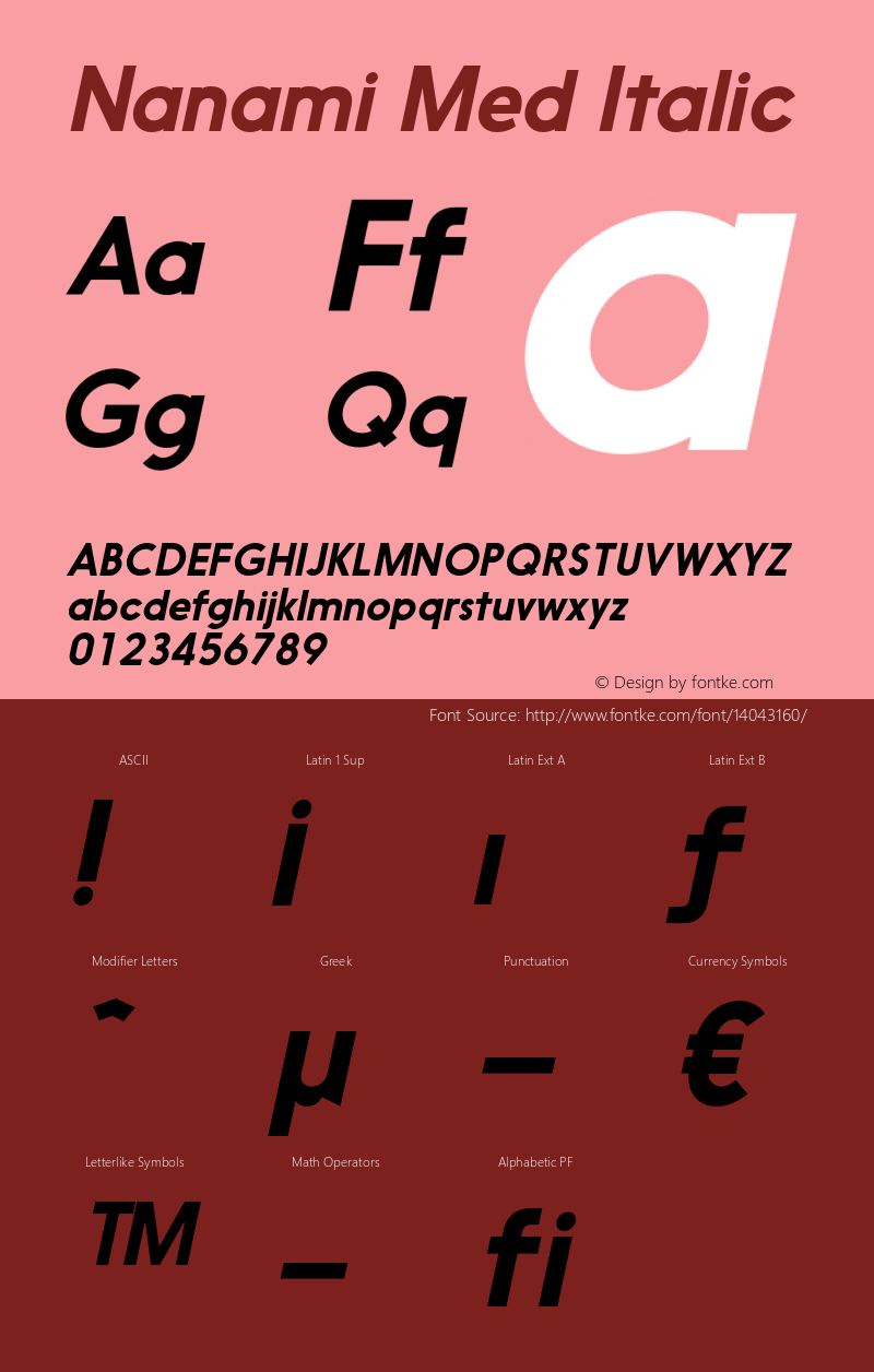 Nanami Med Italic Version 1.003 Font Sample