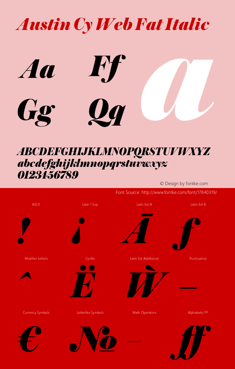 Austin Cy Web Fat Italic Version 1.1 2016 Font Sample