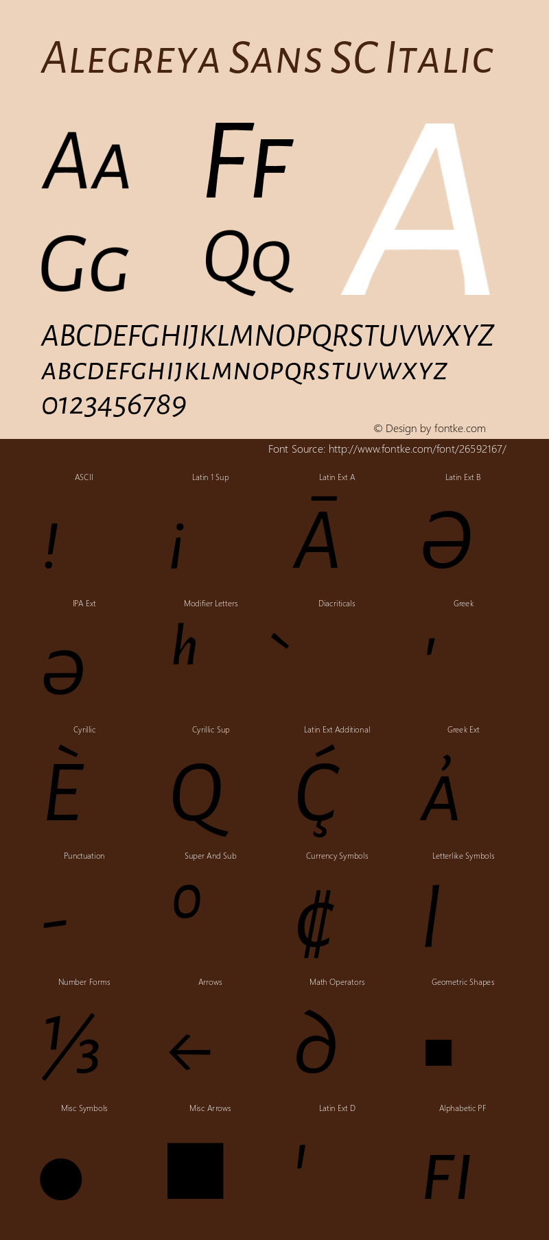 Alegreya Sans SC Italic Version 2.004;PS 002.004;hotconv 1.0.88;makeotf.lib2.5.64775 Font Sample