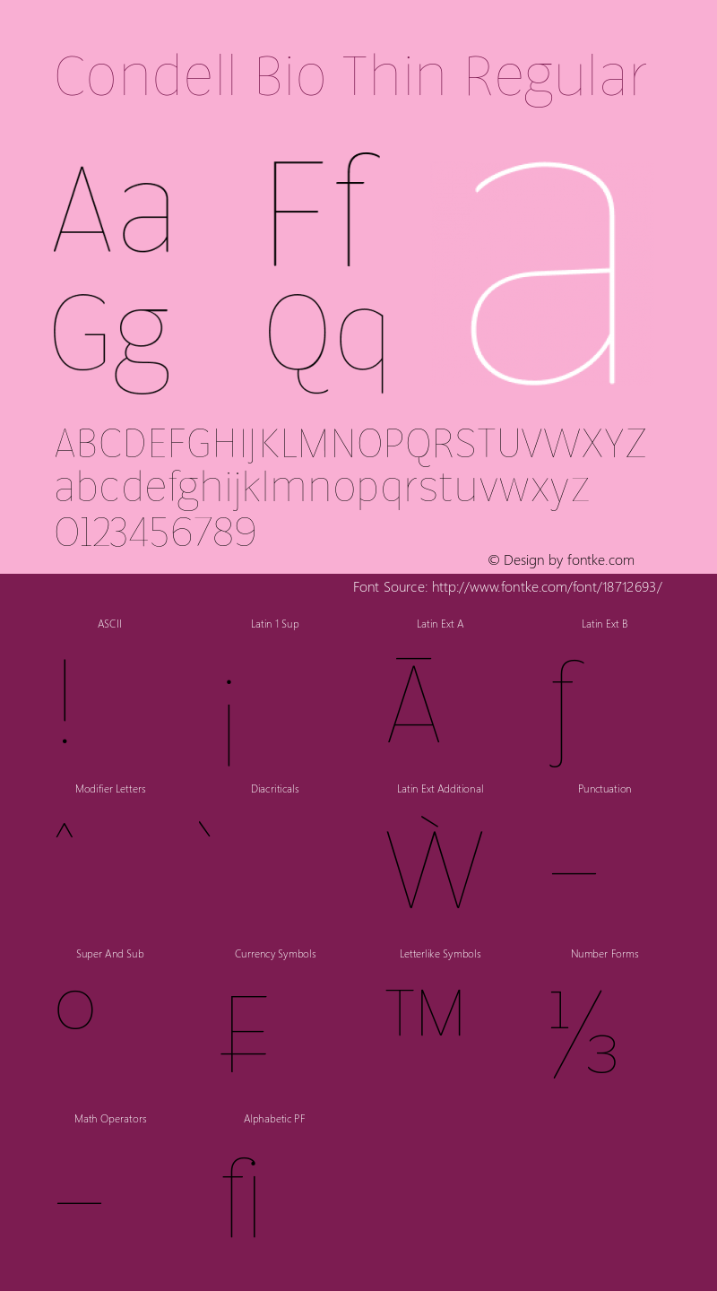 Condell Bio Thin Regular Version 1.000 Font Sample