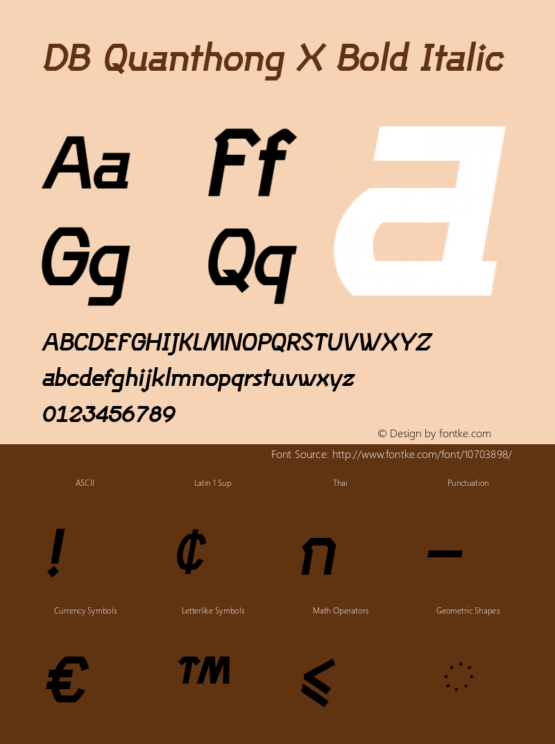DB Quanthong X Bold Italic Version 3.100 2007 Font Sample