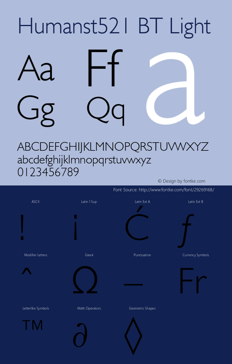 Humanst521 BT Light mfgpctt-v1.52 Wednesday, January 13, 1993 4:36:07 pm (EST) Font Sample