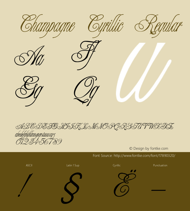 Champagne Cyrillic Regular Version 1.000 2005 initial release Font Sample