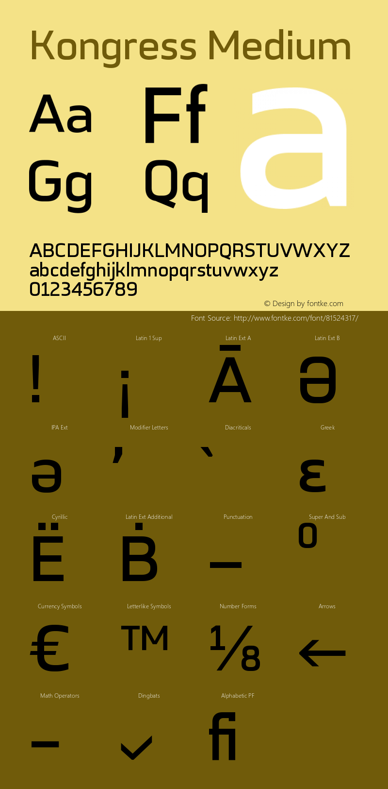 Kongress-Medium Version 1.000 | wf-rip DC20190710 Font Sample