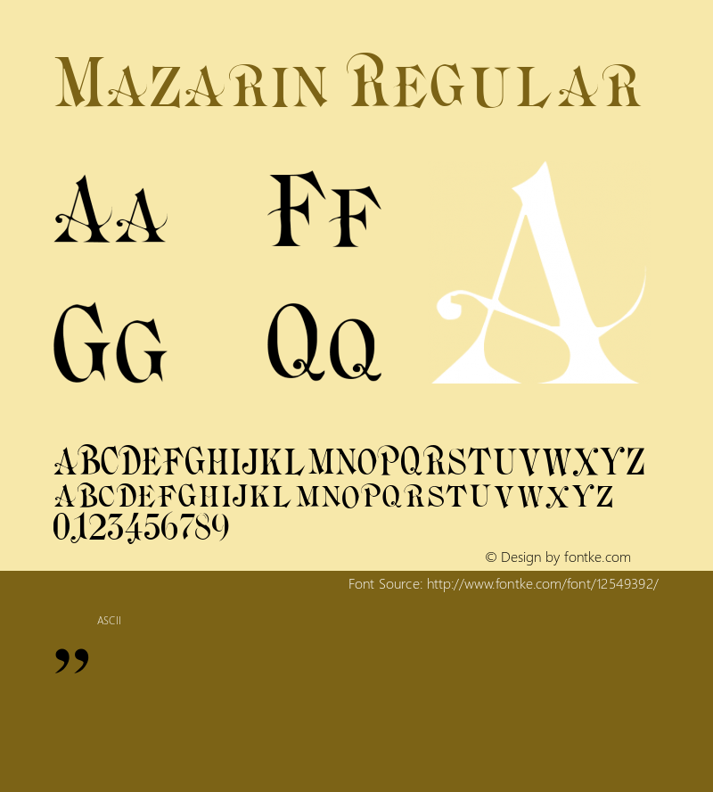 Mazarin Regular Version 001.000 Font Sample