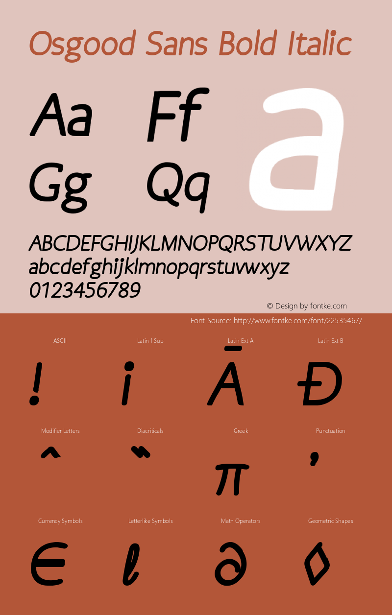 Osgood Sans Bold Italic Version 1.30 June 14, 2016 Font Sample