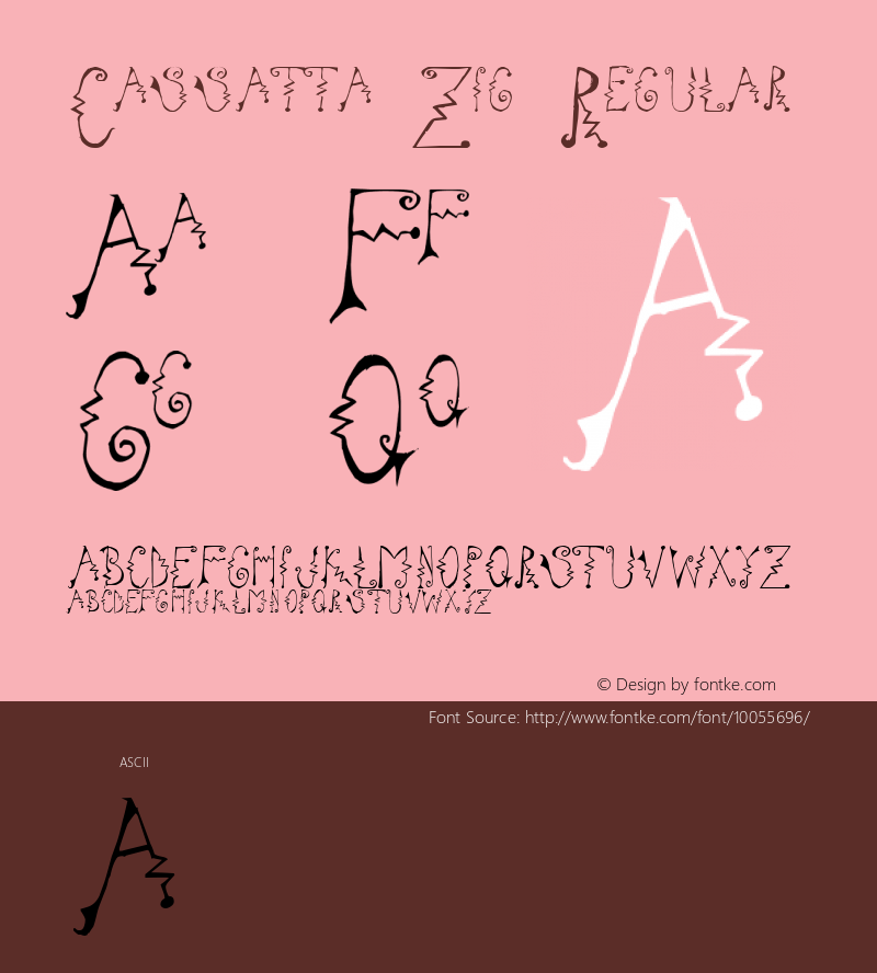 Cassatta Zig Regular Altsys Fontographer 4.1 11/1/97 Font Sample