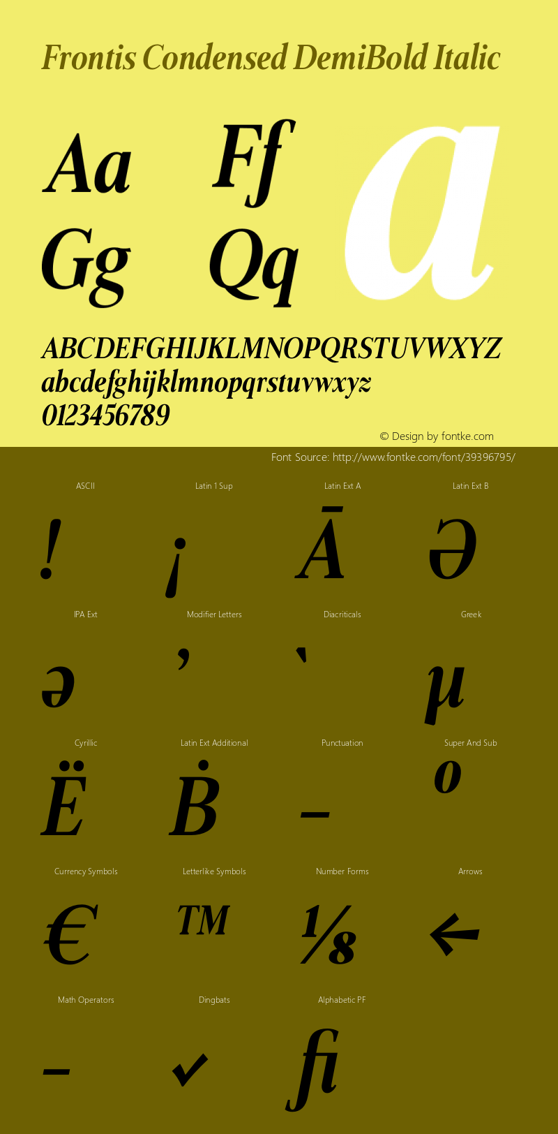 FrontisCondensed-DemiBoldItalic Version 1.000 | wf-rip DC20190630 Font Sample